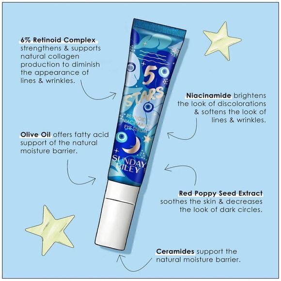 Sunday Riley 5 Stars Retinoid & Niacinamide Eye Serum anti-aging retinol… NIB - Picture 6 of 9